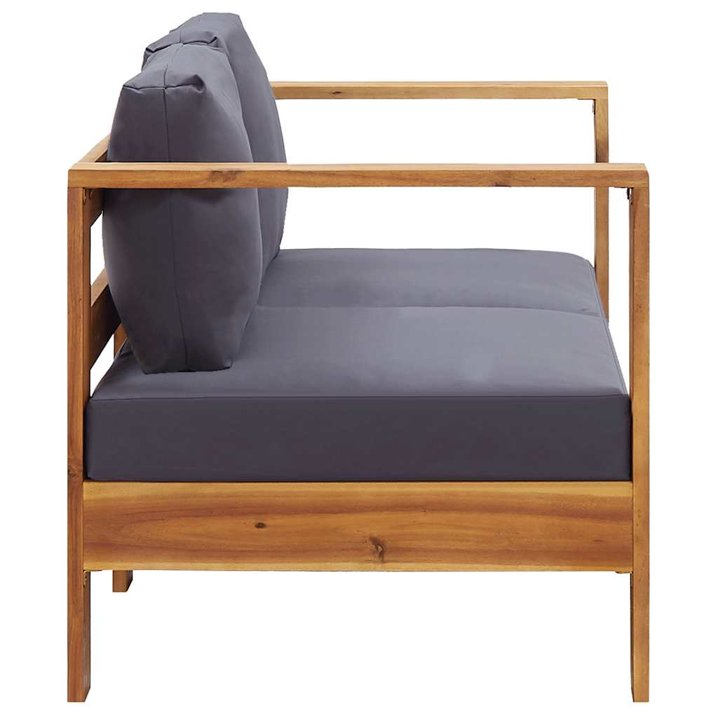 vidaXL Ławka/sofa ogrodowa z poduszkami, 140 cm, drewno akacji, szara