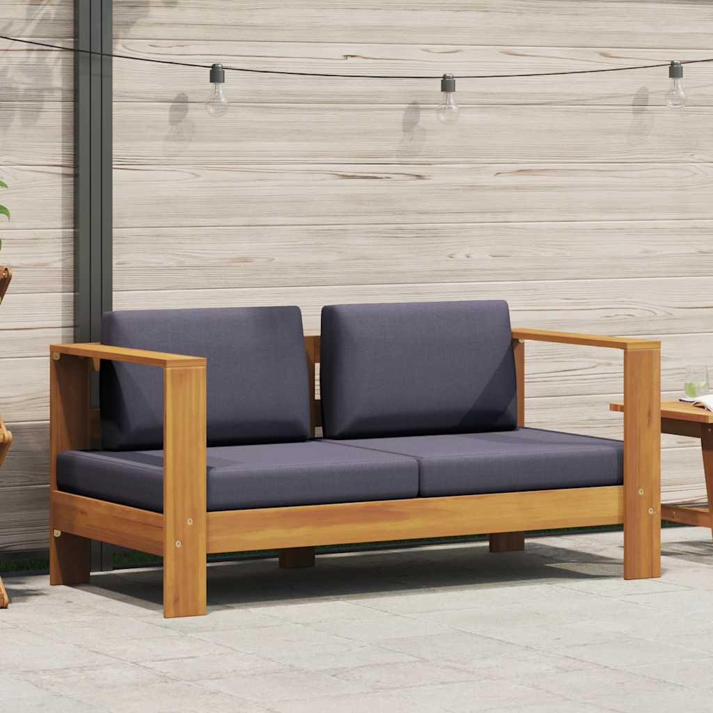 vidaXL Ławka/sofa ogrodowa z poduszkami, 140 cm, drewno akacji, szara