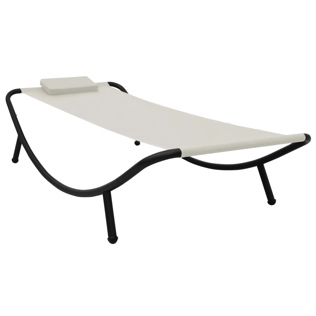 vidaXL Leżanka ogrodowa, kremowa, 200 x 90 cm, stal