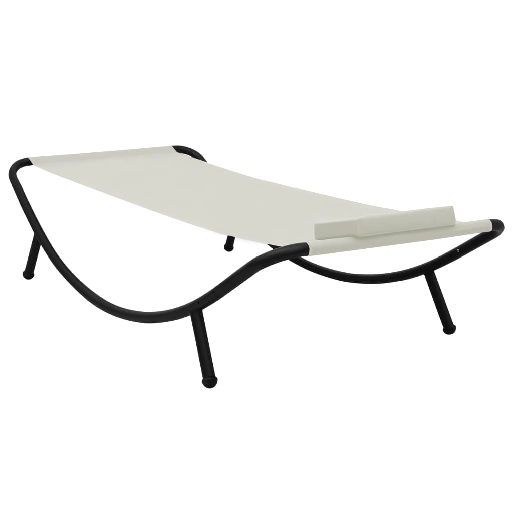 vidaXL Leżanka ogrodowa, kremowa, 200 x 90 cm, stal