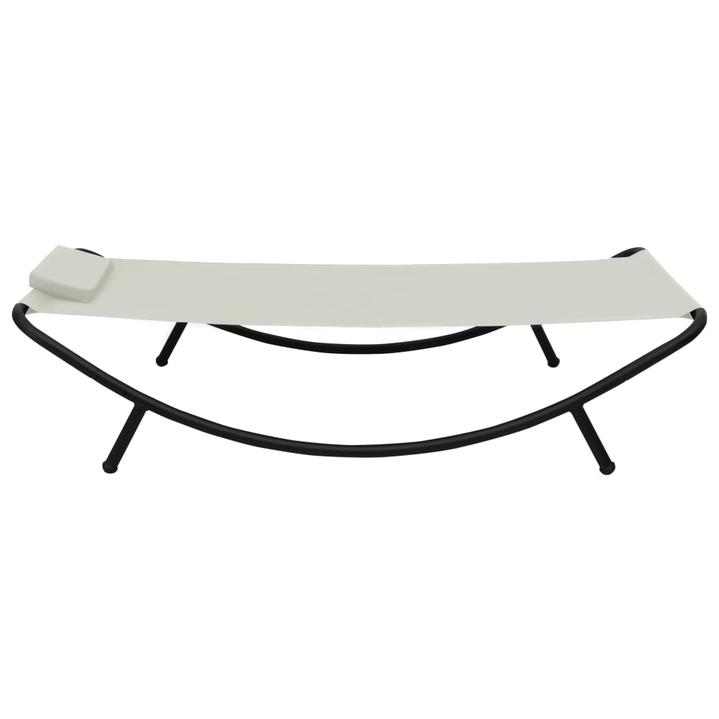 vidaXL Leżanka ogrodowa, kremowa, 200 x 90 cm, stal