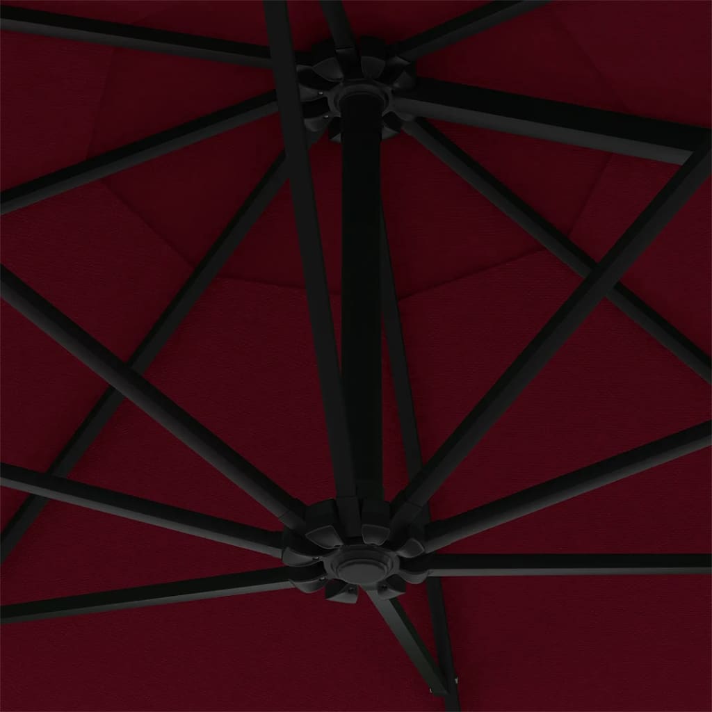 vidaXL Parasol ścienny na metalowym słupku, 300 cm, burgund