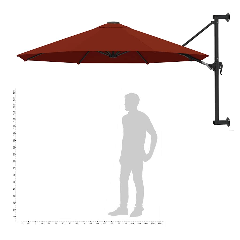 vidaXL Parasol ścienny na metalowym słupku, 300 cm, kolor terakota