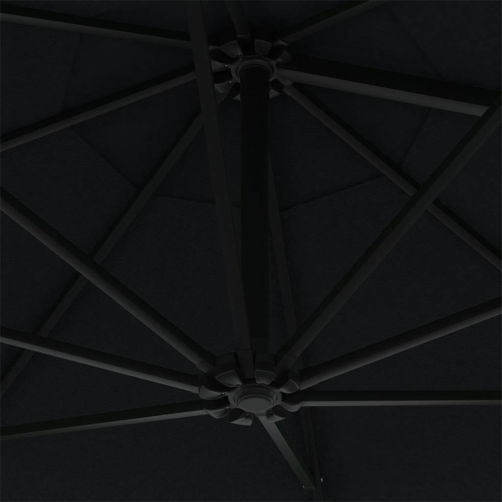 vidaXL Parasol ścienny na metalowym słupku, 300 cm, czarny