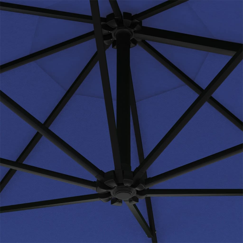 vidaXL Parasol ścienny na metalowym słupku, 300 cm, niebieski