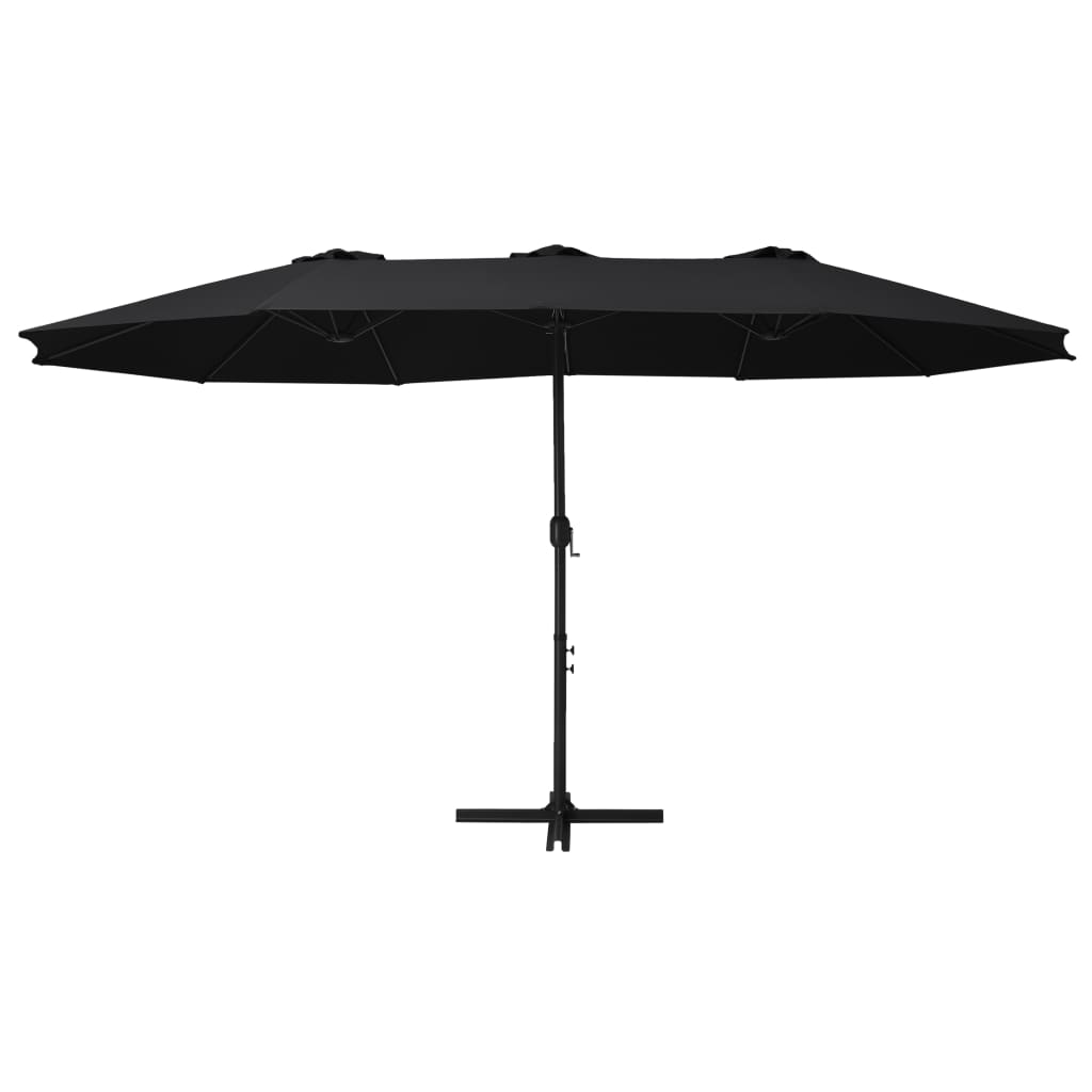 vidaXL Parasol ogrodowy na słupku aluminiowym, 460 x 270 cm, czarny