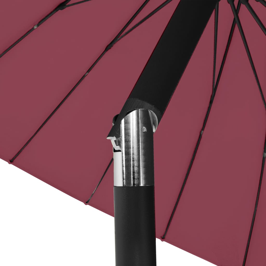 vidaXL Parasol ogrodowy na słupku aluminiowym, 270 cm, bordowy