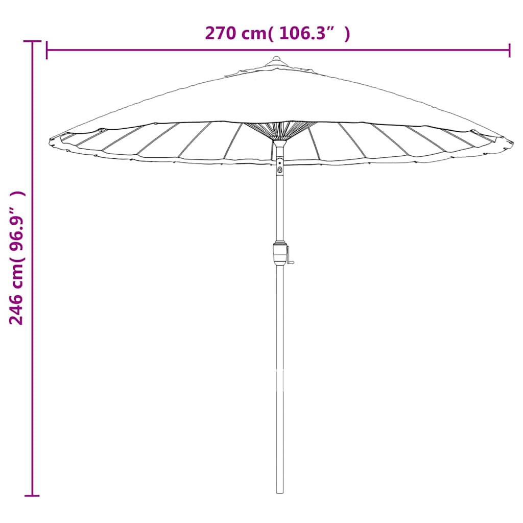 vidaXL Parasol ogrodowy na słupku aluminiowym, 270 cm, czarny