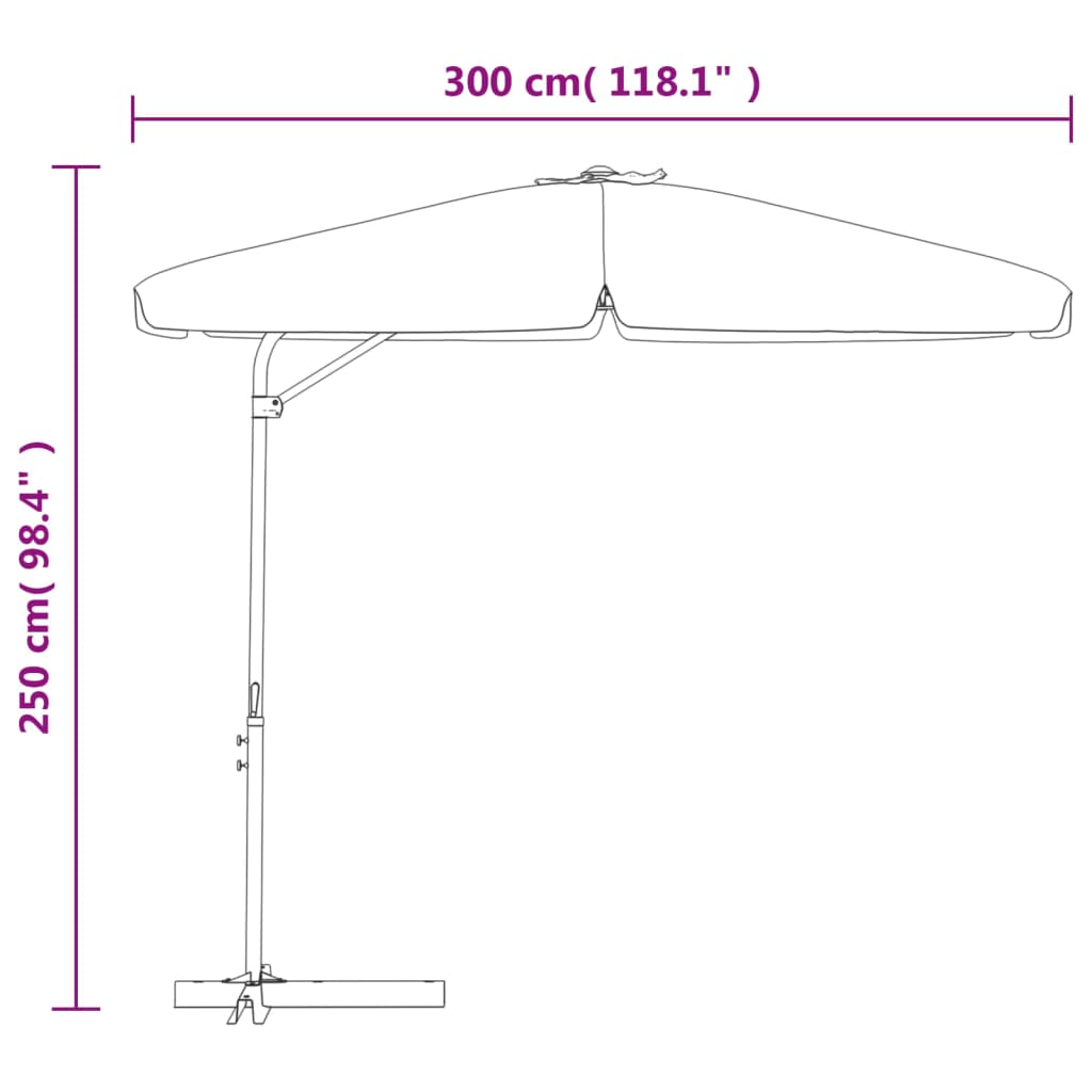vidaXL Parasol ogrodowy na słupku stalowym, 300 cm, antracytowy