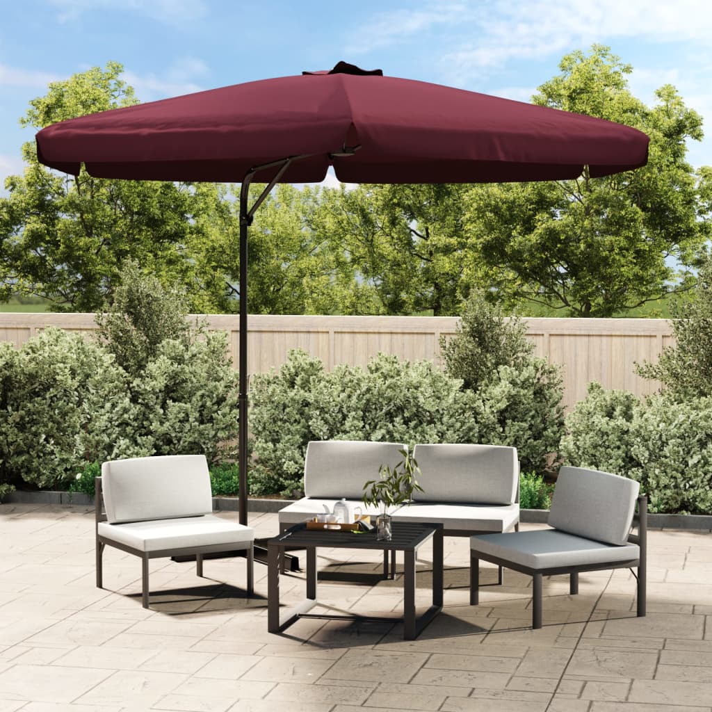 vidaXL Parasol ogrodowy na stalowym słupku, 300 cm, bordowy