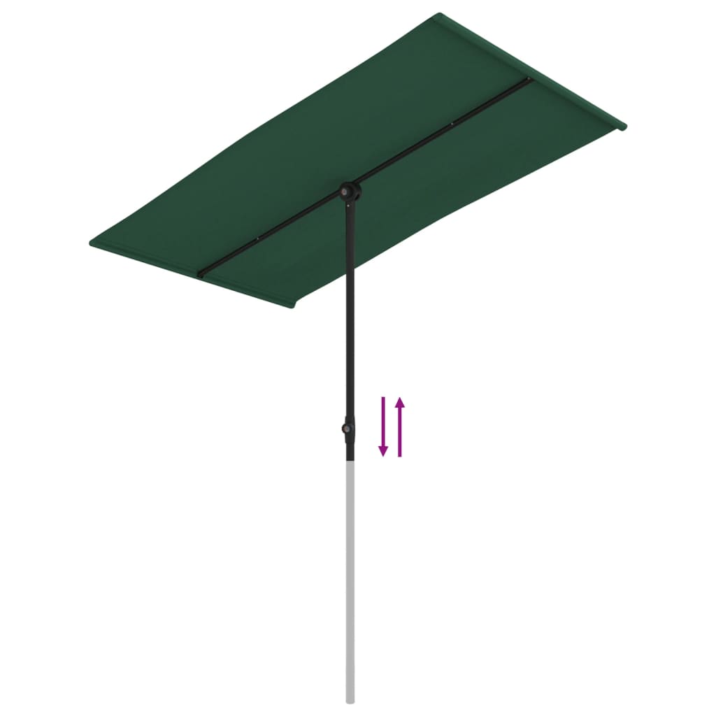 vidaXL Parasol ogrodowy na aluminiowym słupku, 180x110 cm, zielony