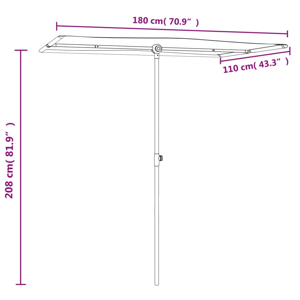 vidaXL Parasol ogrodowy na aluminiowym słupku, 180x110 cm, piaskowy
