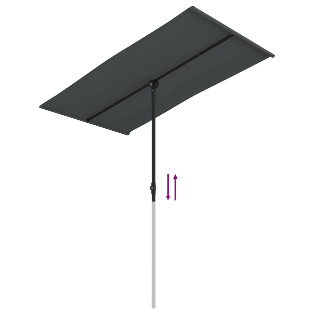 vidaXL Parasol ogrodowy na aluminiowym słupku, 180x110 cm, antracytowy