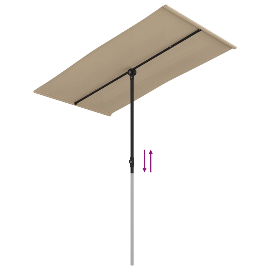 vidaXL Parasol ogrodowy na aluminiowym słupku, 180x110 cm, taupe