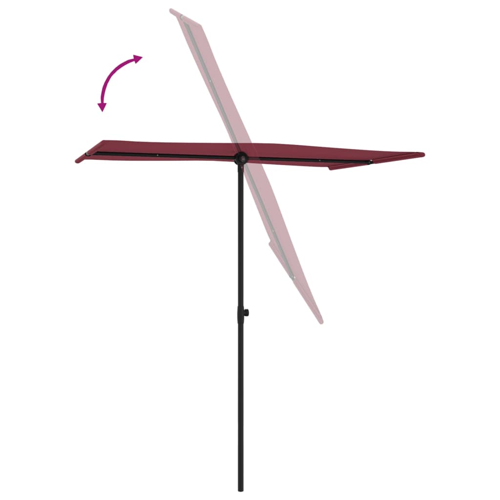 vidaXL Parasol ogrodowy na aluminiowym słupku, 180x110 cm, bordowy