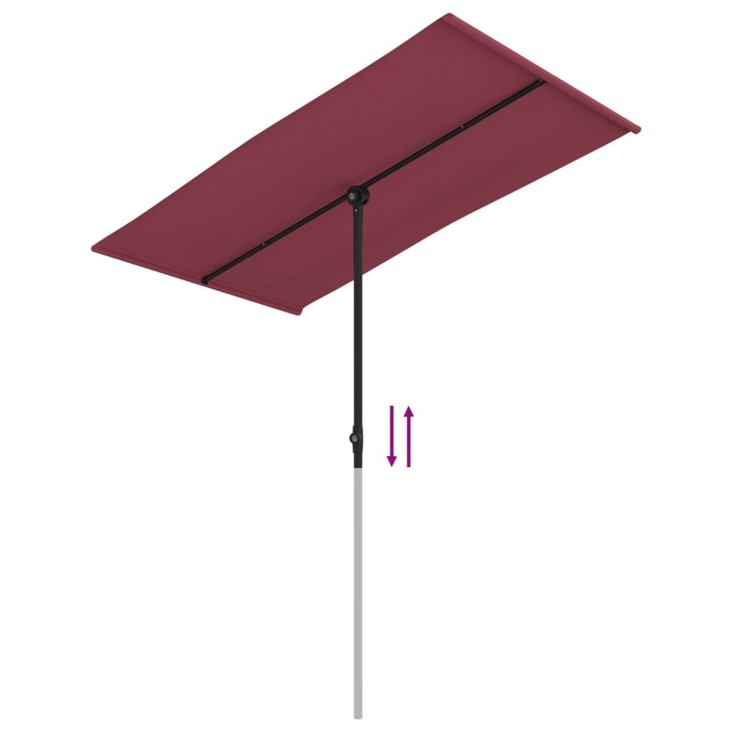 vidaXL Parasol ogrodowy na aluminiowym słupku, 180x110 cm, bordowy