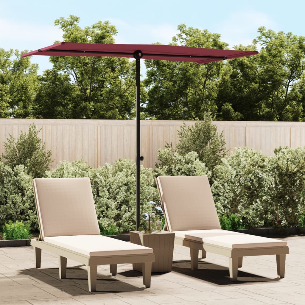 vidaXL Parasol ogrodowy na aluminiowym słupku, 180x110 cm, bordowy