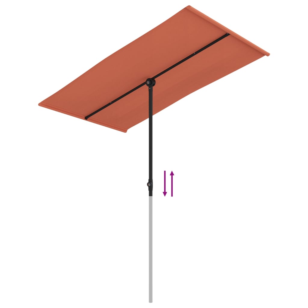 vidaXL Parasol ogrodowy na aluminiowym słupku, 180x110 cm, terakota