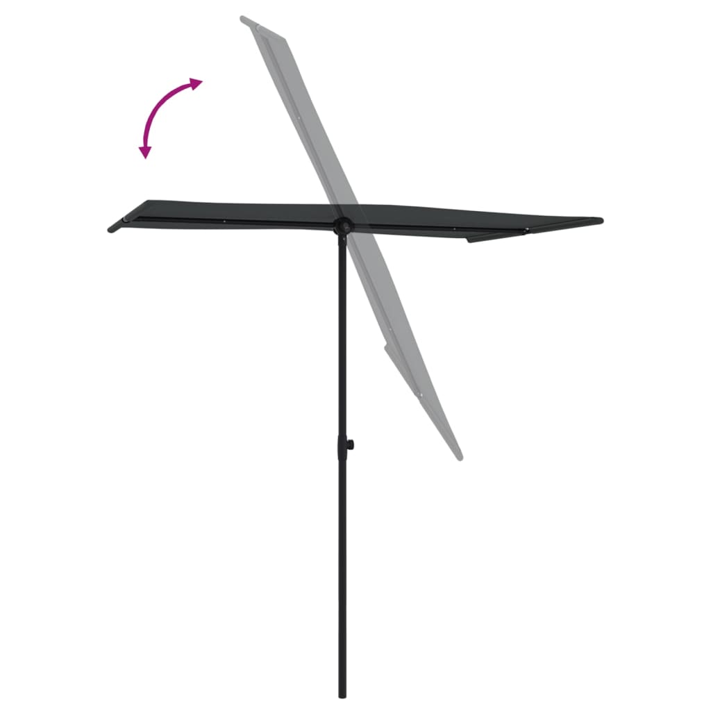 vidaXL Parasol ogrodowy na aluminiowym słupku, 180x110 cm, czarny