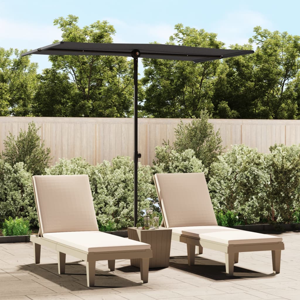 vidaXL Parasol ogrodowy na aluminiowym słupku, 180x110 cm, czarny