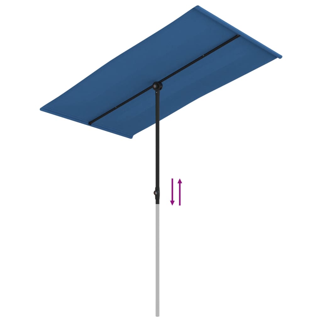 vidaXL Parasol ogrodowy na aluminiowym słupku, 180x110 cm, niebieski