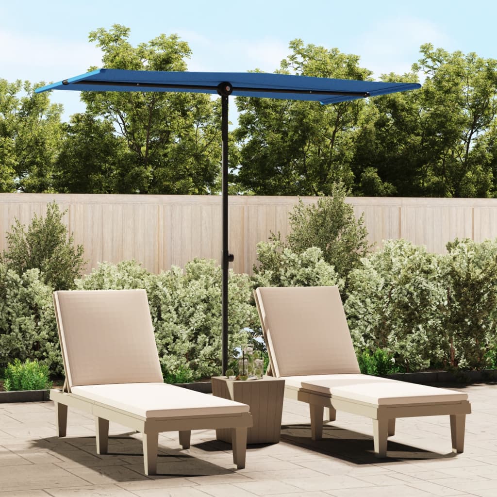 vidaXL Parasol ogrodowy na aluminiowym słupku, 180x110 cm, niebieski