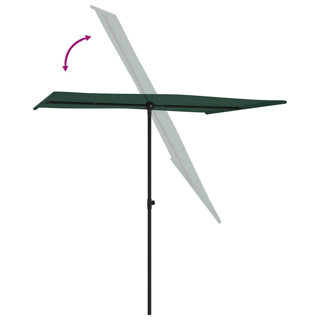 vidaXL Parasol ogrodowy na aluminiowym słupku, 2x1,5 m, zielony