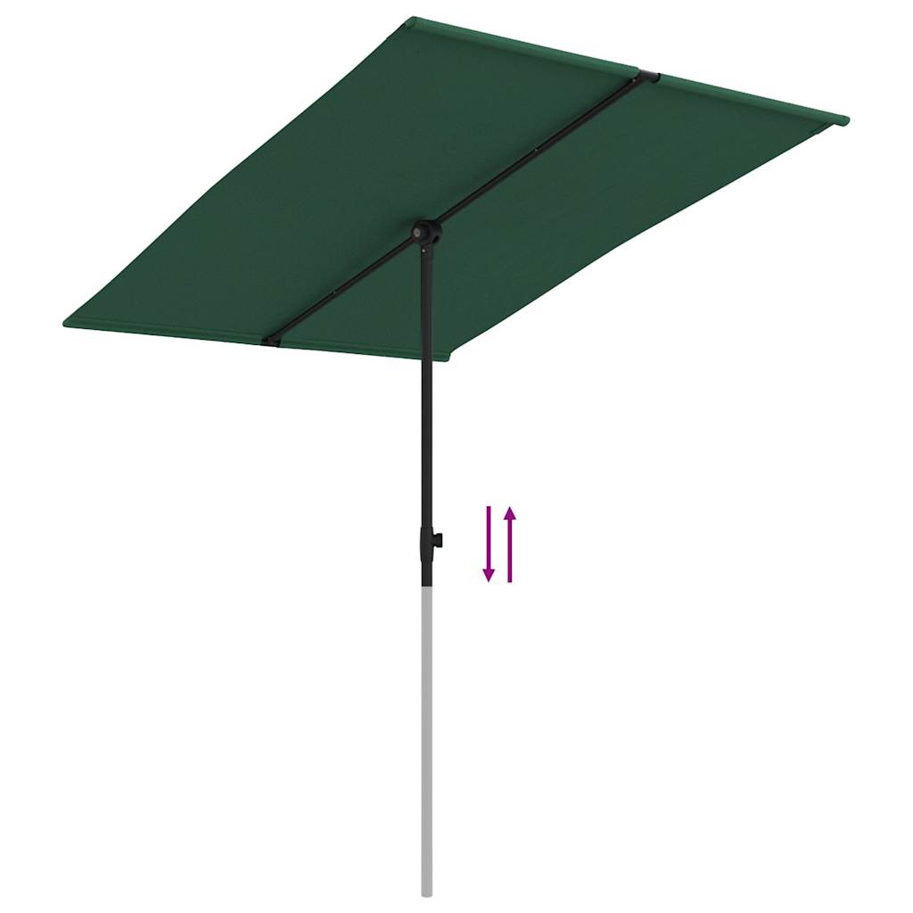 vidaXL Parasol ogrodowy na aluminiowym słupku, 2x1,5 m, zielony