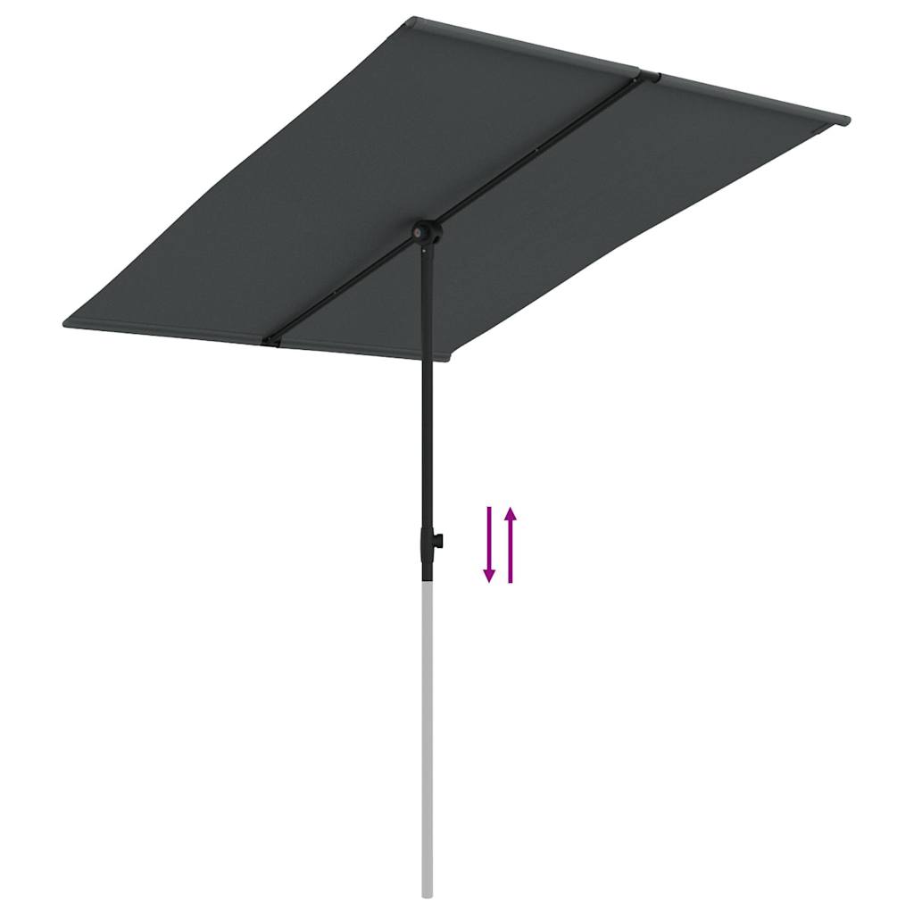 vidaXL Parasol ogrodowy na aluminiowym słupku, 2x1,5 m, antracytowy