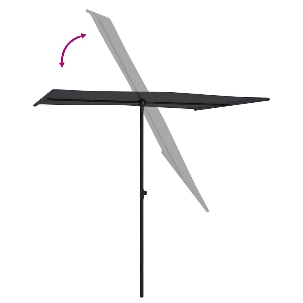 vidaXL Parasol ogrodowy na aluminiowym słupku, 2x1,5 m, czarny