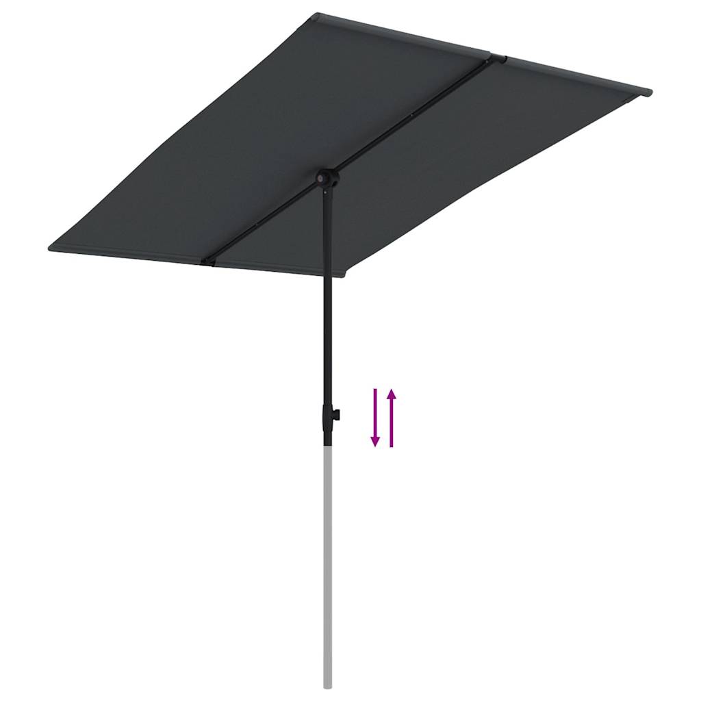 vidaXL Parasol ogrodowy na aluminiowym słupku, 2x1,5 m, czarny