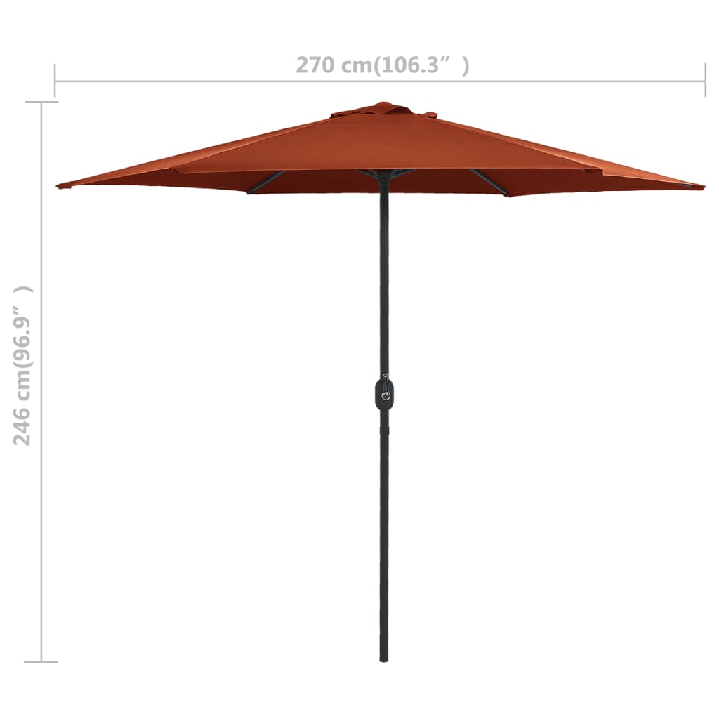 vidaXL Parasol ogrodowy na aluminiowym słupku, 270x246 cm, terakota