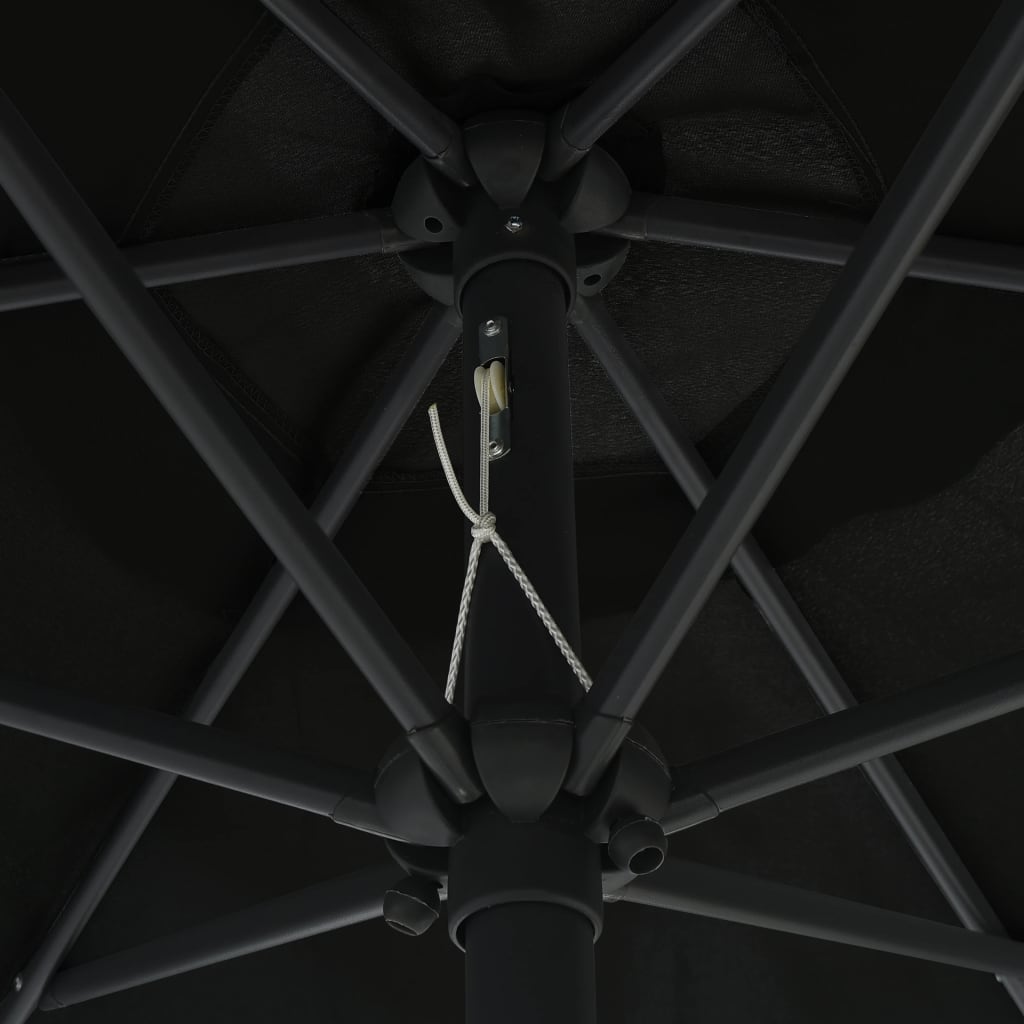 vidaXL Parasol ogrodowy na aluminiowym słupku, 270x246 cm, czarny