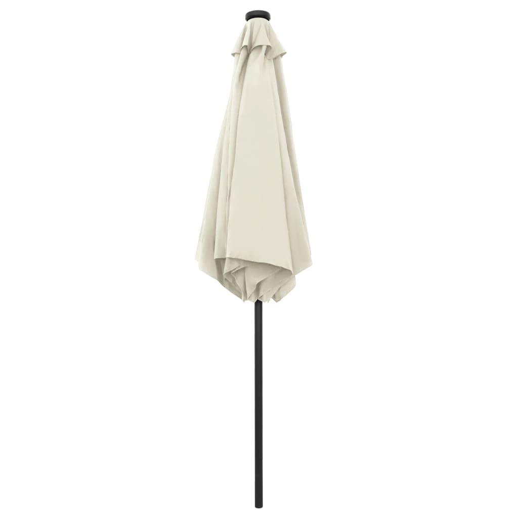 vidaXL Parasol ogrodowy z LED i aluminiowym słupkiem, 270 cm, piaskowy