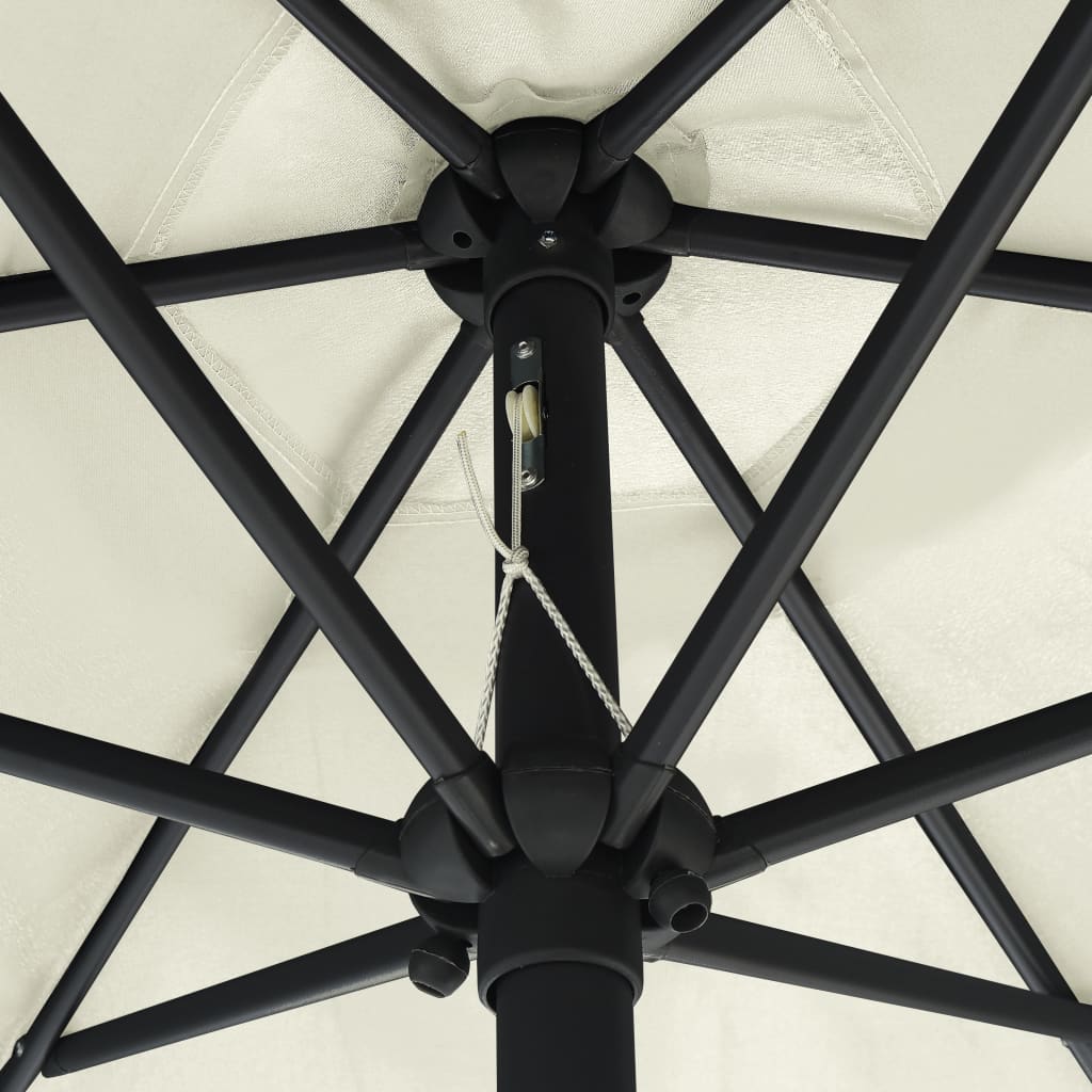 vidaXL Parasol ogrodowy z LED i aluminiowym słupkiem, 270 cm, piaskowy