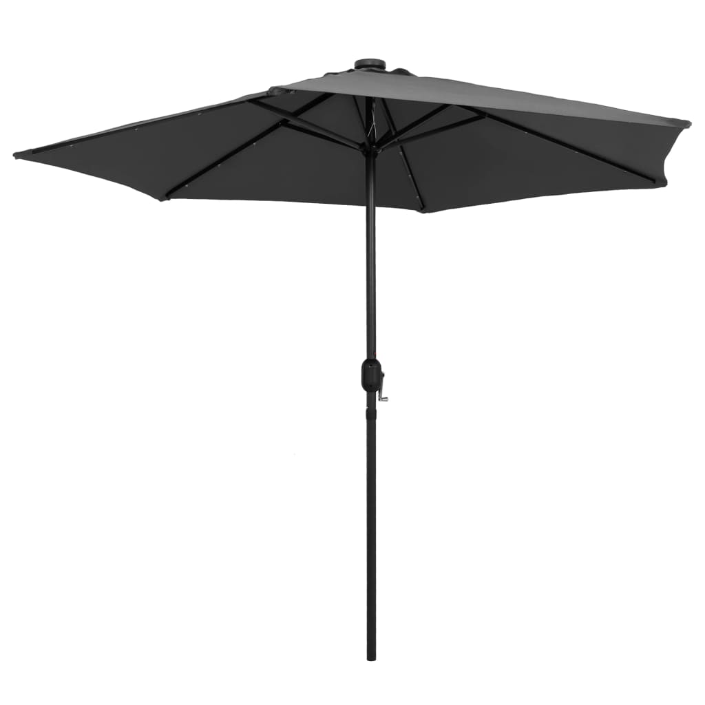 vidaXL Parasol ogrodowy z LED i aluminiowym słupkiem, 270 cm, antracyt