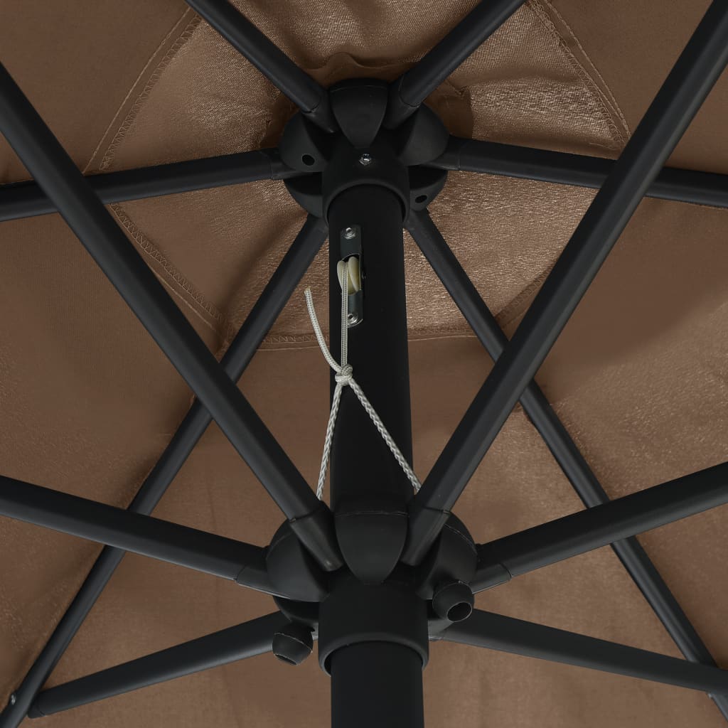 vidaXL Parasol ogrodowy z LED i aluminiowym słupkiem, 270 cm, taupe
