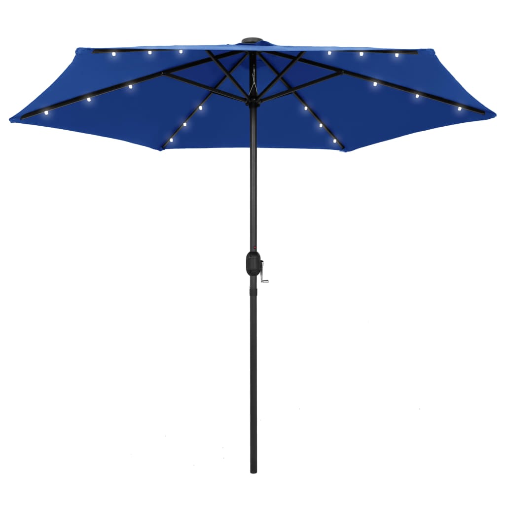 vidaXL Parasol ogrodowy z LED i aluminiowym słupkiem 270 cm, niebieski