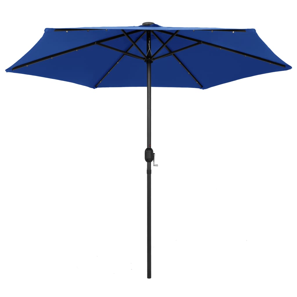vidaXL Parasol ogrodowy z LED i aluminiowym słupkiem 270 cm, niebieski