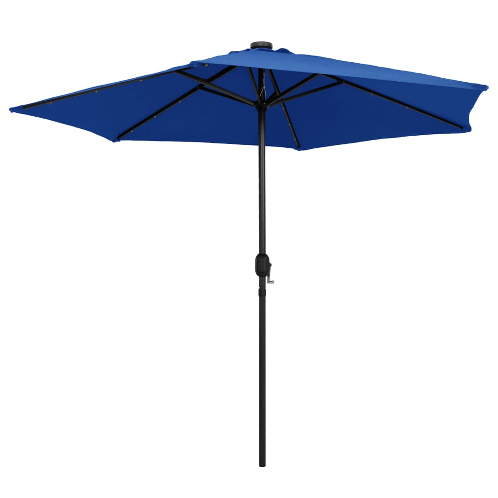 vidaXL Parasol ogrodowy z LED i aluminiowym słupkiem 270 cm, niebieski