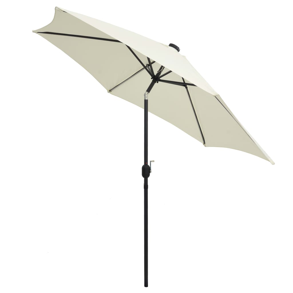 vidaXL Parasol ogrodowy z LED i aluminiowym słupkiem, 300 cm, piaskowy