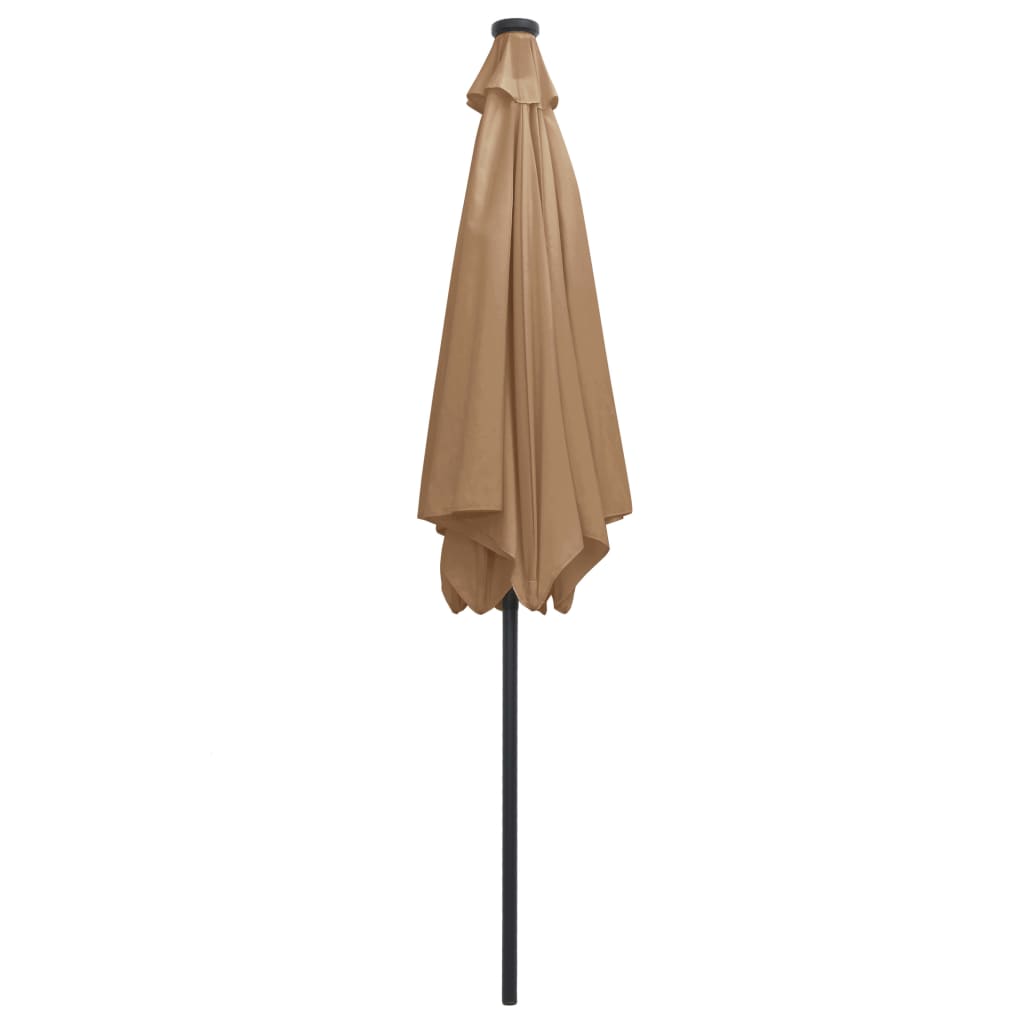 vidaXL Parasol ogrodowy z LED i aluminiowym słupkiem, 300 cm, taupe