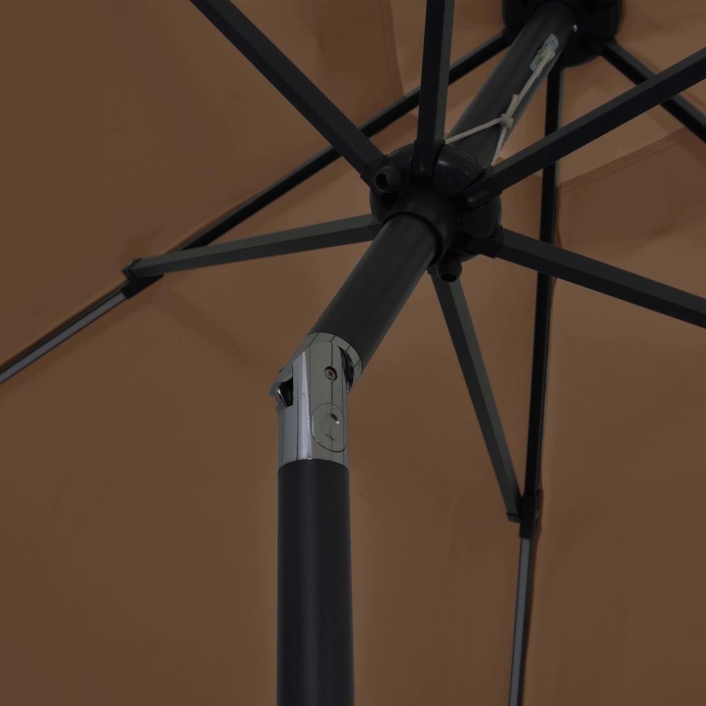 vidaXL Parasol ogrodowy z LED i aluminiowym słupkiem, 300 cm, taupe