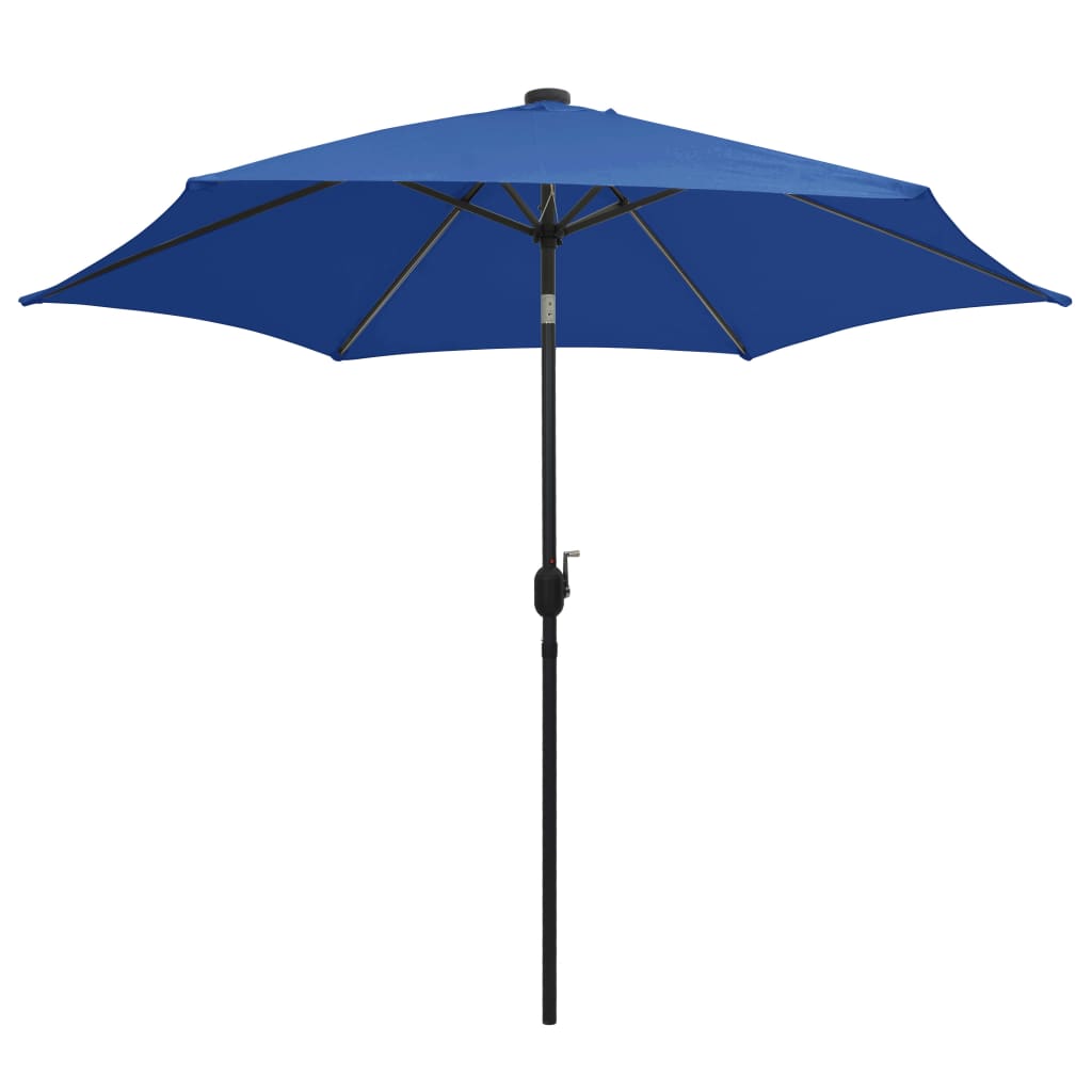 vidaXL Parasol ogrodowy z LED i aluminiowym słupkiem 300 cm, niebieski