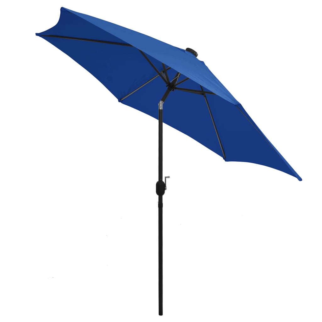 vidaXL Parasol ogrodowy z LED i aluminiowym słupkiem 300 cm, niebieski