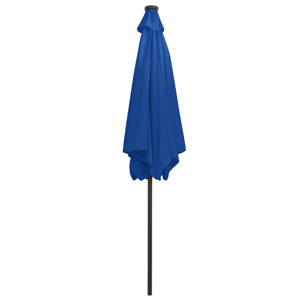 vidaXL Parasol ogrodowy z LED i aluminiowym słupkiem 300 cm, niebieski