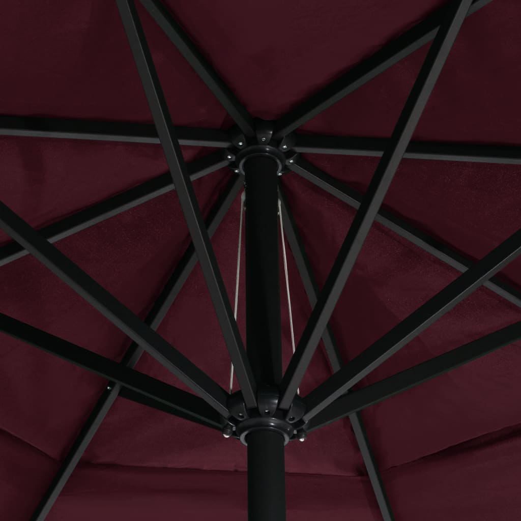 vidaXL Parasol ogrodowy na aluminiowym słupku, 600 cm, bordowy