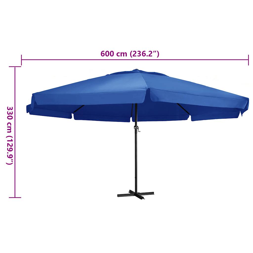 vidaXL Parasol ogrodowy na aluminiowym słupku, 600 cm, niebieski