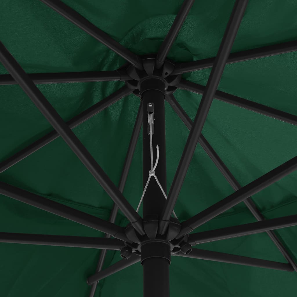 vidaXL Parasol ogrodowy na metalowym słupku, 390 cm, zielony