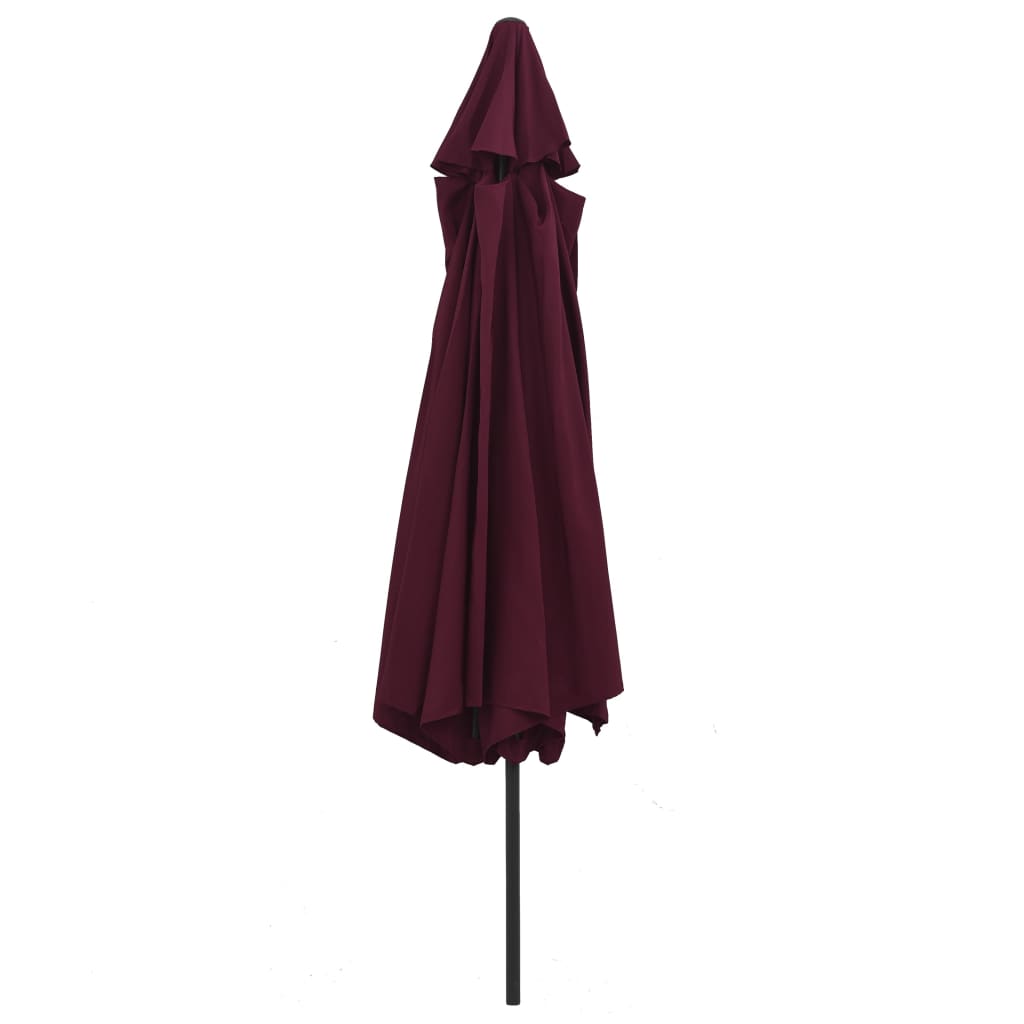 vidaXL Parasol ogrodowy na metalowym słupku, 390 cm, bordowy